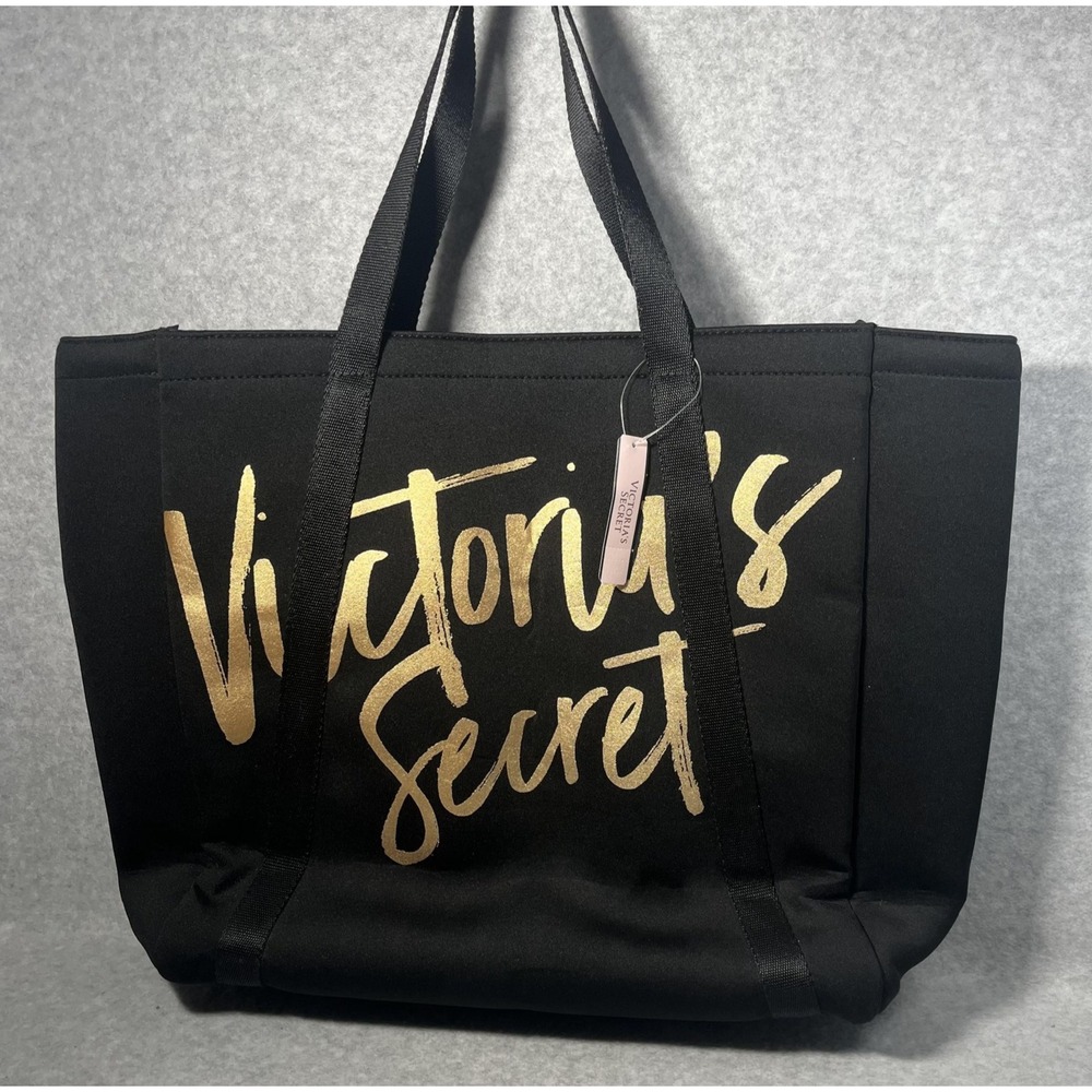 Victorias Secret Tote Beach Picnic Insulated Wine‎ Cooler Logo Bag Travel Black